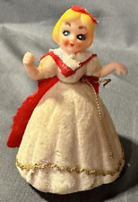 Vintage Flocked Princess Girl Dress Christmas Ornament- Made in Japan (C-6)