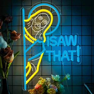 I Saw That Jesus Neon Signs for Wall Decor,Dimmable 3D Printing Jesus LED Sign,U - Picture 1 of 7