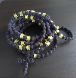 300 Hombres Negro Amarillo Cuerda de Oración de Lana Ortodoxa Rosario Unisex Chotki Brojanica - Imagen 1 de 1