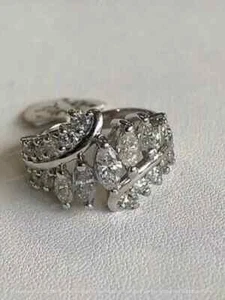 2Ct Marquise Cut Lab Created Diamond Wedding Ring 14K White Gold Plated Women's - Picture 1 of 3