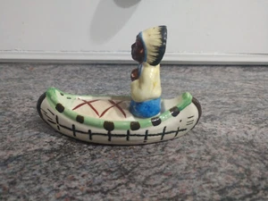 Vintage Salt & Pepper Indian Chief in Canoe - Picture 1 of 3