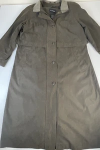 Womens Trench Coat Petite Sz 12P Rain Coat Outbrook Machine Washable Button Zip - Picture 1 of 7