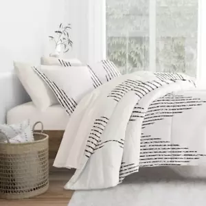 7-Piece Diamond Stripe Gray Pattern Cal King Comforter Microfiber Bedding Bundle - Picture 1 of 8