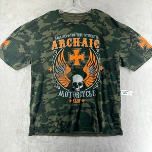 Camiseta Arcaica Para Hombres Camuflaje Motocicleta Club Gana Calavera Gráfico Verde 2XL - Imagen 1 de 16