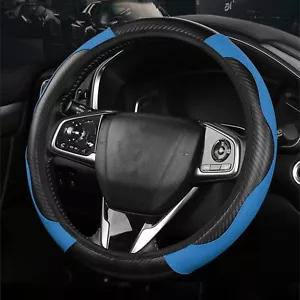 Cubierta de volante de coche azul de fibra de carbono transpirable antideslizante para Chevrolet - Imagen 1 de 11