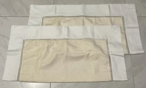 Veratex V-Era 310TC 100% Egyptian Cotton Lace Euro Sham Set Ivory (orLt Ylw)/Whi - Picture 1 of 8