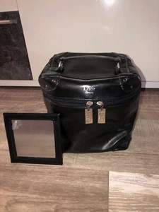 Luxury Vanity Hut Faux Leather Black + Mirror dior Beauty 19 X19 New Value - Picture 1 of 10