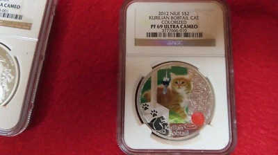 2012 Niue Kurilian Bobtail 1 oz 999 Silver Cat Kitten Coin NGC PR 69 Ultra Cameo - Image 1 of 4