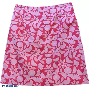 Minigonna Lilly Pulitzer rosa stampa floreale e frutta foderata 100% cotone - Taglia 6 - Foto 1 di 11