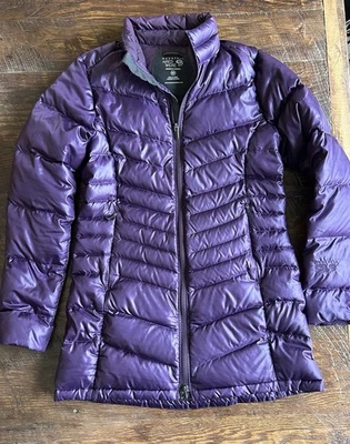 Jaqueta Mountain Hardwear Feminina S Roxa Zíper Completo Casaco de Ganso Embalável Tampão - Imagem 1 de 4