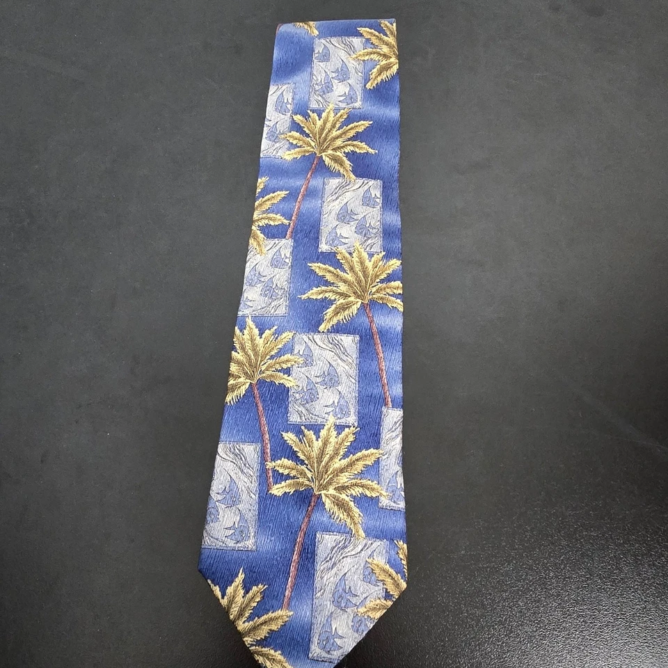 Corbata TROPICALS by TANGO PALMTREE azul 100 % seda ropa de resort  Foto 1 de 4