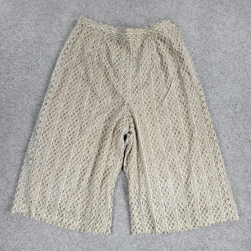 Pantalones Cuadrados de Playa Oro Solo 12 Beige Malla Pierna Ancha Gaucho De Colección Para Mujer Años 80  Foto 1 de 4