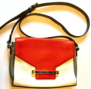 Vince Camlito Pebbled Leather Adj Cross Body Strap Purse Gray/White/Orange Nice! - Bild 1 von 9