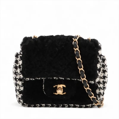 Bolso Chanel Mini Matelasse piel de oveja x tweed solapa cadena única pata de gallo Foto 1 de 4
