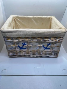 Cesta de mimbre decoración náutica 11" x 8" x 7" de alto - Imagen 1 de 10