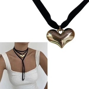 Adjustable Collar Necklaces Simple Heart Pendant Necklace Clavicle Chain Jewelry - Picture 1 of 8