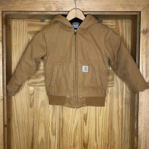 Carhartt Kids Jacket XXS (4/5) Brown Canvas Quilted Lined Hooded - Picture 1 of 9