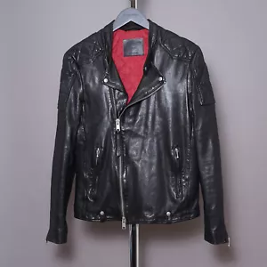 All Saints Leather Jacket Small Mens Black Biker Bomber Rare Marley Celebrity S - Picture 1 of 19