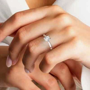 IGI, D/VS1, Solitaire Lab-Grown Cushion Diamond Engagement Ring, 950 Platinum - Picture 1 of 19