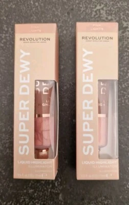 2x Revolution Super Dewy Liquid highlighter illuminator. 2x 15ml. Pink Lights. - Image 1 of 4