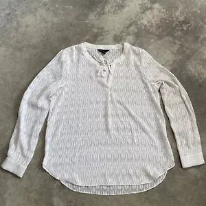Banana Republic Blouse Womens Medium Textured Flurry V Neck Long Sleeve Ivory - Picture 1 of 10