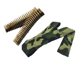 Army Bullet Belt Fancy Dress Rambo Accessory Military With Army Headband - Picture 1 of 3