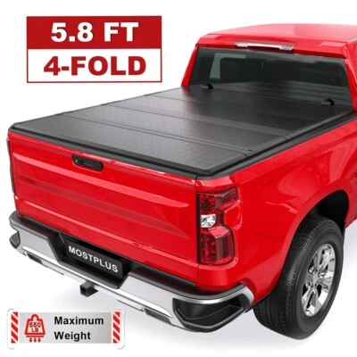 5.8FT 4 Fold FRP Hard Truck Tonneau Cover For 2007-2025 Silverado Sierra 1500 - Image 1 of 4