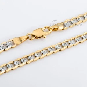 4mm 8-24" Curb Cuban Link Chain Gold Silver Necklace or Bracelet for Men Women - Picture 1 of 8