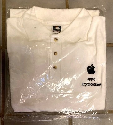 Apple Logo White Cotton Long Sleeve 1990's  “Apple Representative” Polo Shirt - Image 1 of 2