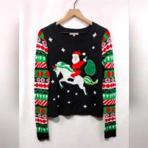 Love More Santa Unicorn Ugly Christmas Sweater Girls XL Multicolor Holiday - Picture 1 of 8