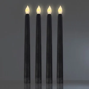 4 Pack Flameless LED Halloween Black Taper Candles with Timer 10'' Electric LED - Picture 1 of 7