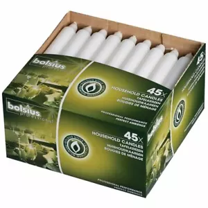 Bolsius Bistro 7in Tabletop Candles in White Low Smoke and Drip Free Pack of 45 - Picture 1 of 1