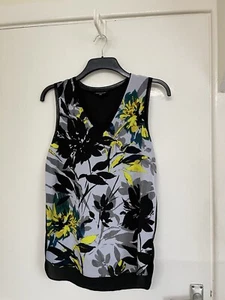 Warehouse Size 8 Floral Sleevless Top / Black Yellow White - Picture 1 of 6