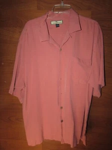 Tommy Bahama Camisa 100% Seda Botón Manga Corta Salmón/Rosa Talla XL - Imagen 1 de 8
