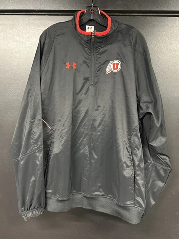 Utah Utes Undeniable Windbreaker Men's XL Under Armour 1/4 Zip Pullover Black Cover