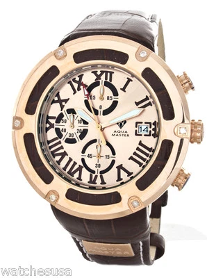 Aqua Master W#AQ1 El Russo mostrador rosa pulseira de couro marrom relógio - Imagem 1 de 3