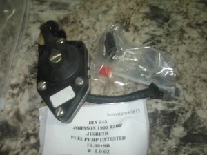 1993 Johnson 15hp fuel pump untested   J15RETB   boat motor part bin 745 - Picture 1 of 3