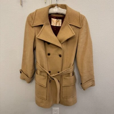 VTG Pendleton 100% Wool Pea Coat Women's Size 14 Camel 1970's Boho Lined READ - Image 1 of 4