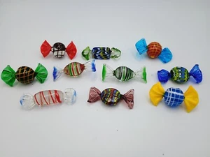 Lote de 10 piezas de caramelo de vidrio soplado estilo Murano vintage - Imagen 1 de 11