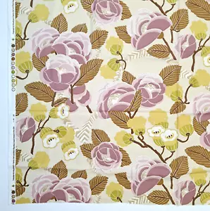 Floral Print Pink Magnolias Art Deco Drapery Interiors Fabric P Kaufmann 1.8 YDS - Picture 1 of 14