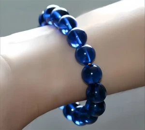 Top Quality Round Bead Blue Sapphire Lab-Created High Hardness Corundum Bracelet - Picture 1 of 6