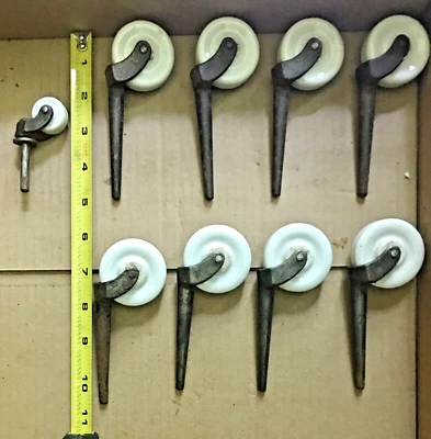 9 Vintage Porcelain Ceramic & Cast Iron Furniture Casters: 2",  1 3/4", 1 7/8" - Image 1 of 4
