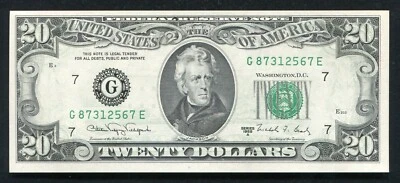 1988-A $20 FRN “LIGHT FACE TO BACK OFFSET PRINTING ERROR” UNCIRCULATED (C) - Image 1 of 2