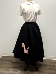 Vintage Handmade Black Felt Poodle Skirt 1950s Grease Costume Play - Picture 1 of 2