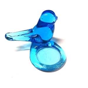Candelabro votivo Bluebirds Blue Bird of Happiness vidrio firmado Ron Ray 1993 - Imagen 1 de 5