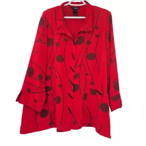 Top túnica Ali Miles con botones delanteros rojo para mujer talla XL Lagenlook arte artístico para usar - Imagen 1 de 10