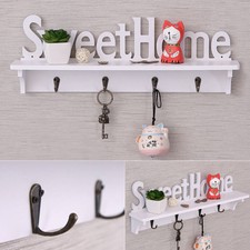 Sweet Home Clothes Hook Rack Wall Mount Shelves Key Storage Hanger Holder Decor#
