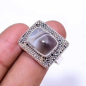 Anello Bali in argento sterling 925 con agata naturale del Botswana S.9,5 R_9464_290_52 - Foto 1 di 2