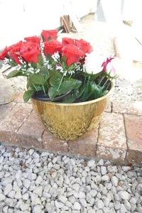 Vintage Large Brass Planter Pot Indoor Outdoor Flower Tub 1980s - Picture 1 of 12