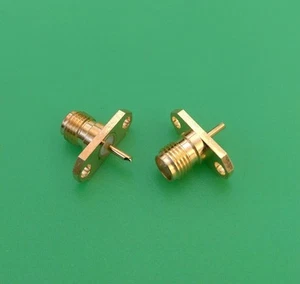 (2 PCS) SMA Female Panel Mount Solder Connector - Picture 1 of 2